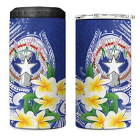 Northern Mariana Islands 4 in 1 Can Cooler Tumbler Polynesian Pattern With Frangipani