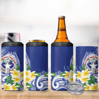 Northern Mariana Islands 4 in 1 Can Cooler Tumbler Polynesian Pattern With Frangipani