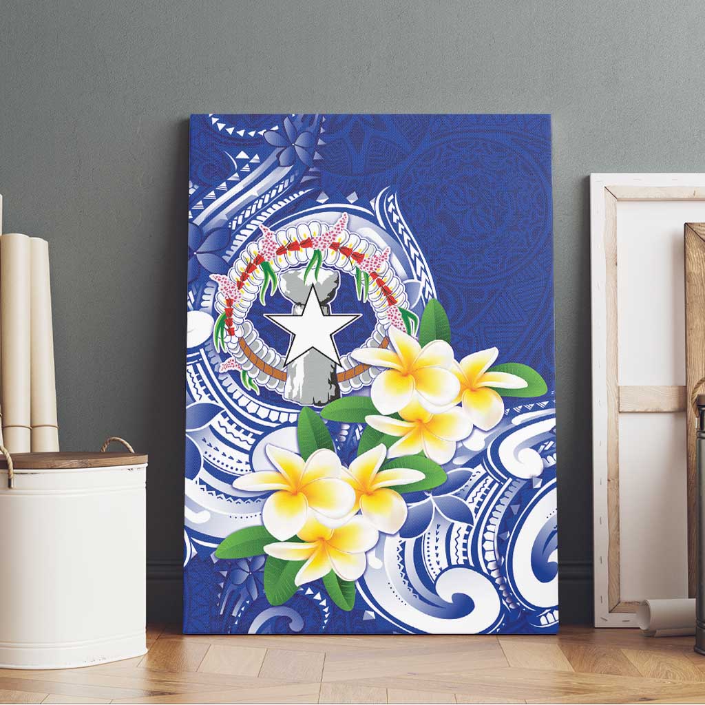Northern Mariana Islands Canvas Wall Art Polynesian Pattern With Frangipani LT05 - Polynesian Pride
