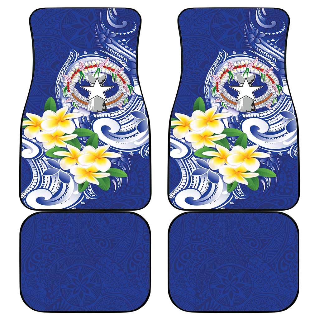 Northern Mariana Islands Car Mats Polynesian Pattern With Frangipani LT05 - Polynesian Pride