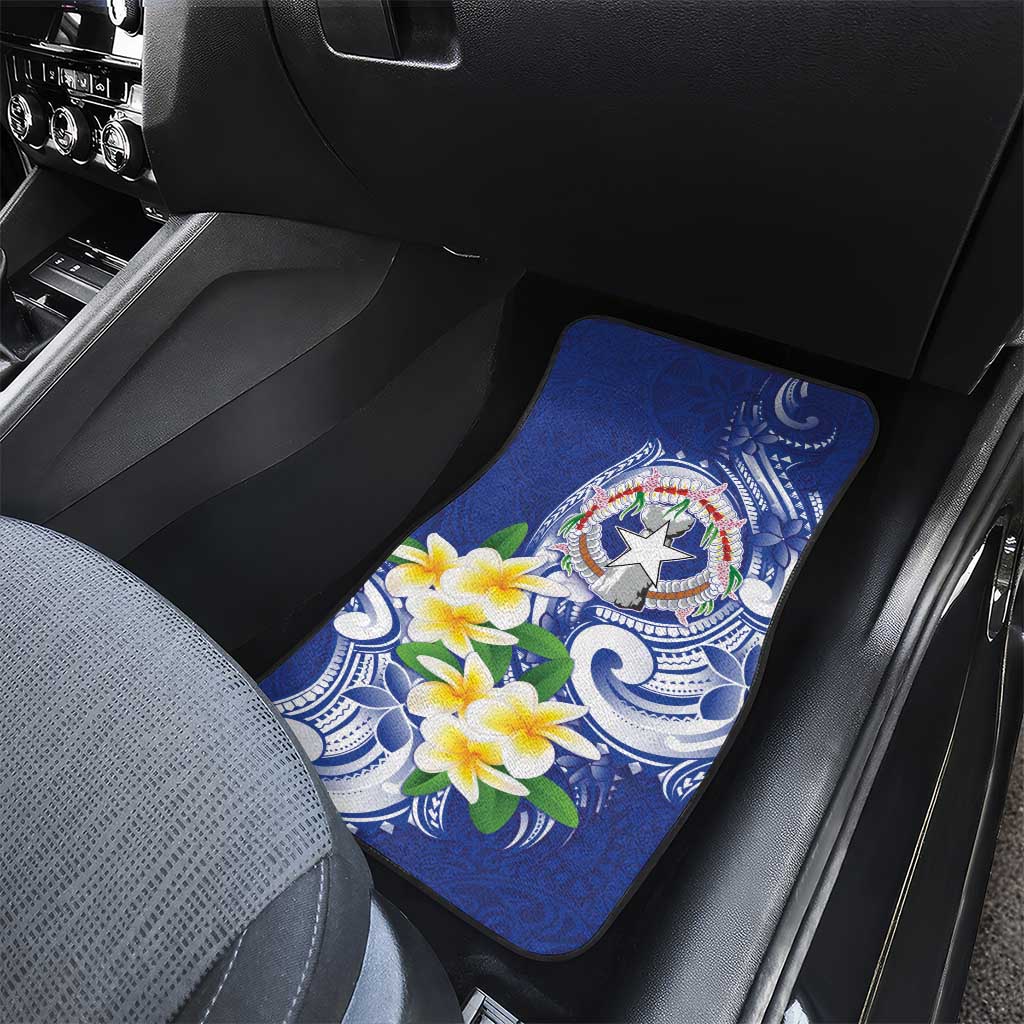Northern Mariana Islands Car Mats Polynesian Pattern With Frangipani LT05 - Polynesian Pride