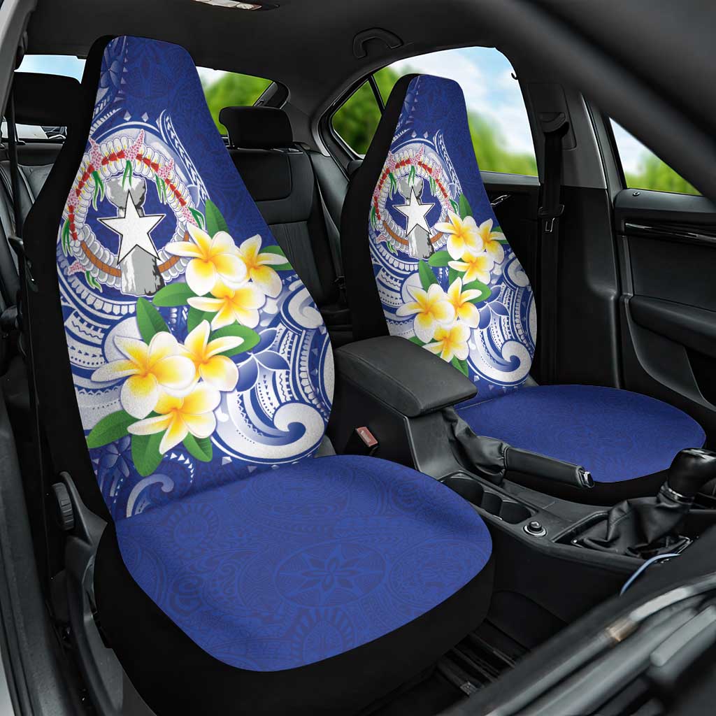 Northern Mariana Islands Car Seat Cover Polynesian Pattern With Frangipani LT05 One Size Navy - Polynesian Pride