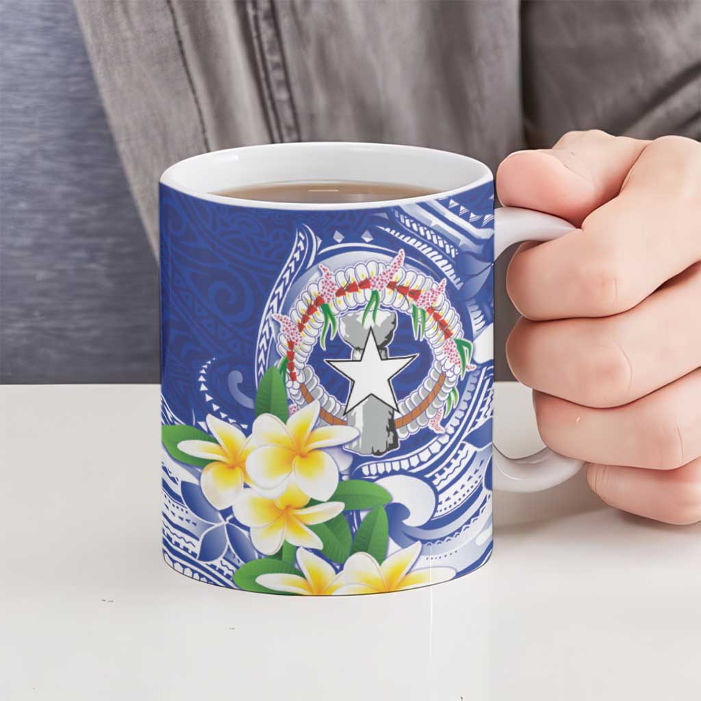 Northern Mariana Islands Ceramic Mug Polynesian Pattern With Frangipani LT05 - Polynesian Pride