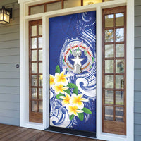Northern Mariana Islands Door Cover Polynesian Pattern With Frangipani LT05 - Polynesian Pride