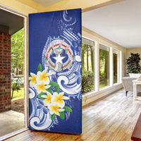 Northern Mariana Islands Door Cover Polynesian Pattern With Frangipani LT05 - Polynesian Pride