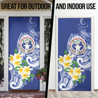 Northern Mariana Islands Door Cover Polynesian Pattern With Frangipani LT05 - Polynesian Pride