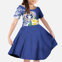 Northern Mariana Islands Family Matching Long Sleeve Bodycon Dress and Hawaiian Shirt Polynesian Pattern With Frangipani