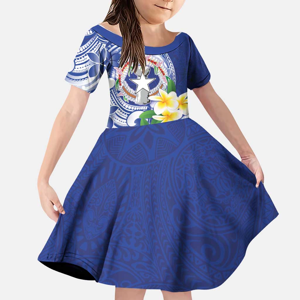Northern Mariana Islands Family Matching Off The Shoulder Long Sleeve Dress and Hawaiian Shirt Polynesian Pattern With Frangipani