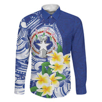 Northern Mariana Islands Family Matching Off The Shoulder Long Sleeve Dress and Hawaiian Shirt Polynesian Pattern With Frangipani
