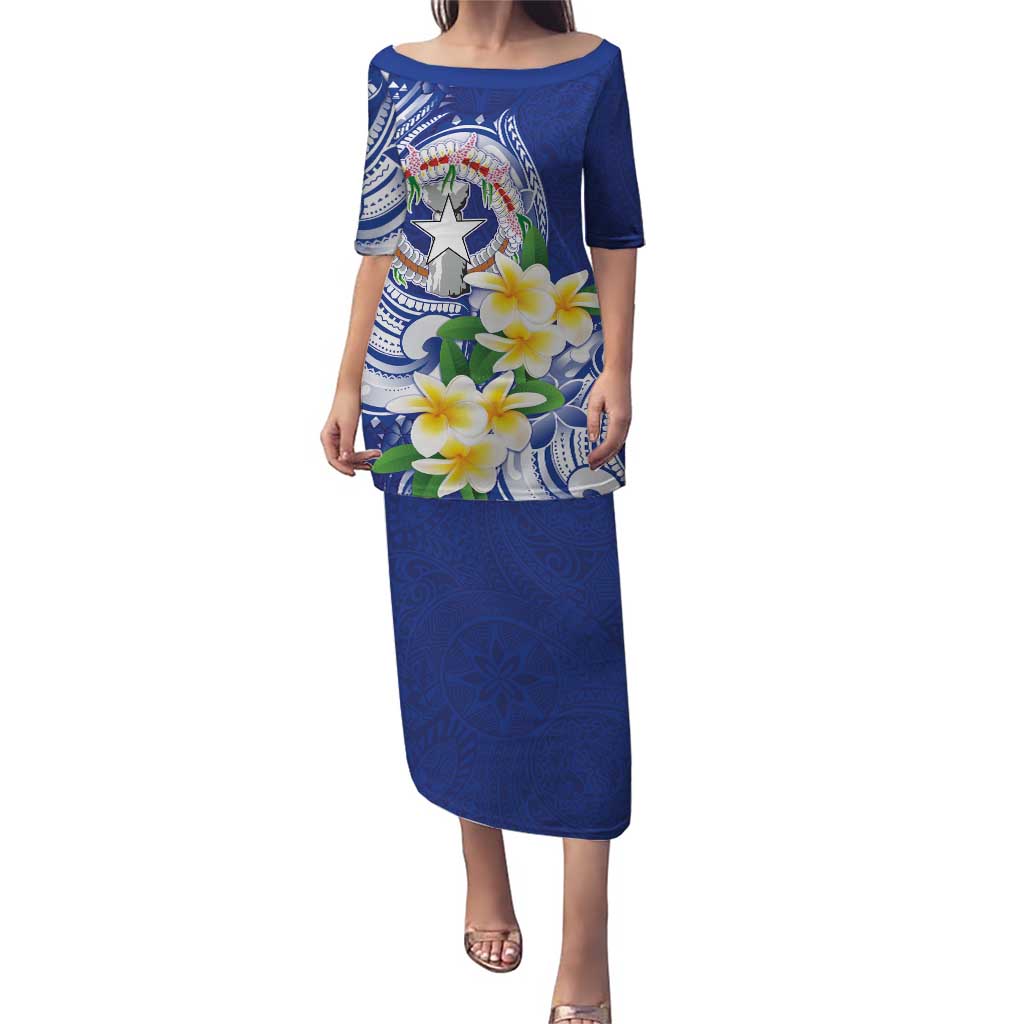 Northern Mariana Islands Family Matching Puletasi and Hawaiian Shirt Polynesian Pattern With Frangipani