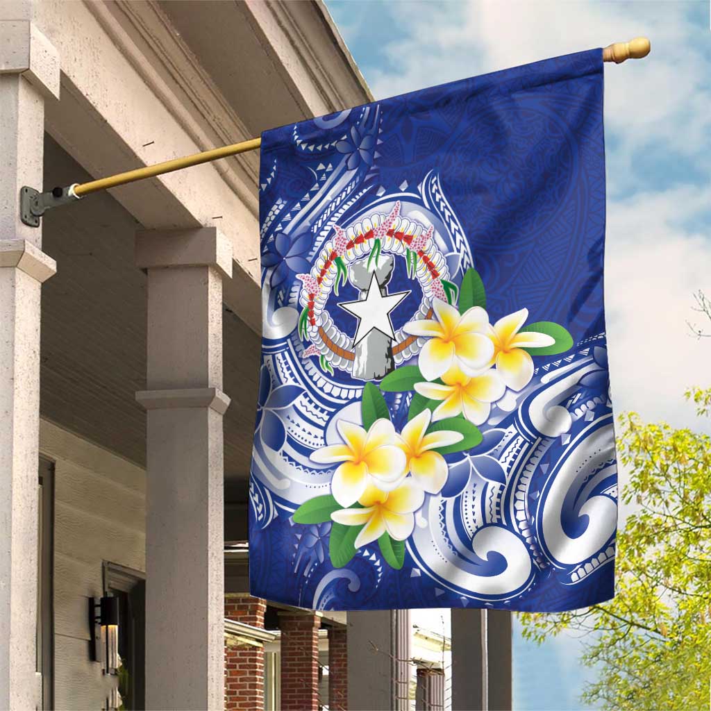 Northern Mariana Islands Garden Flag Polynesian Pattern With Frangipani