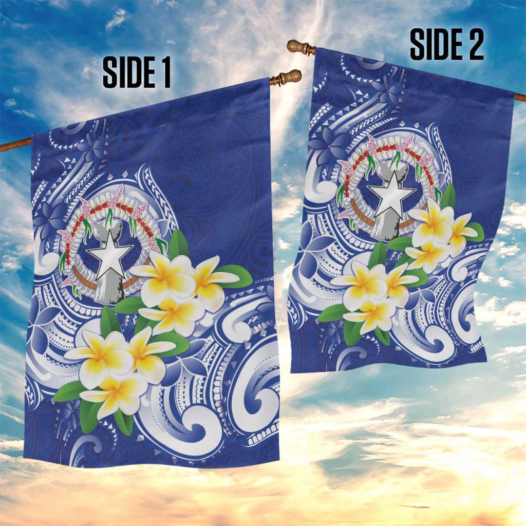 Northern Mariana Islands Garden Flag Polynesian Pattern With Frangipani