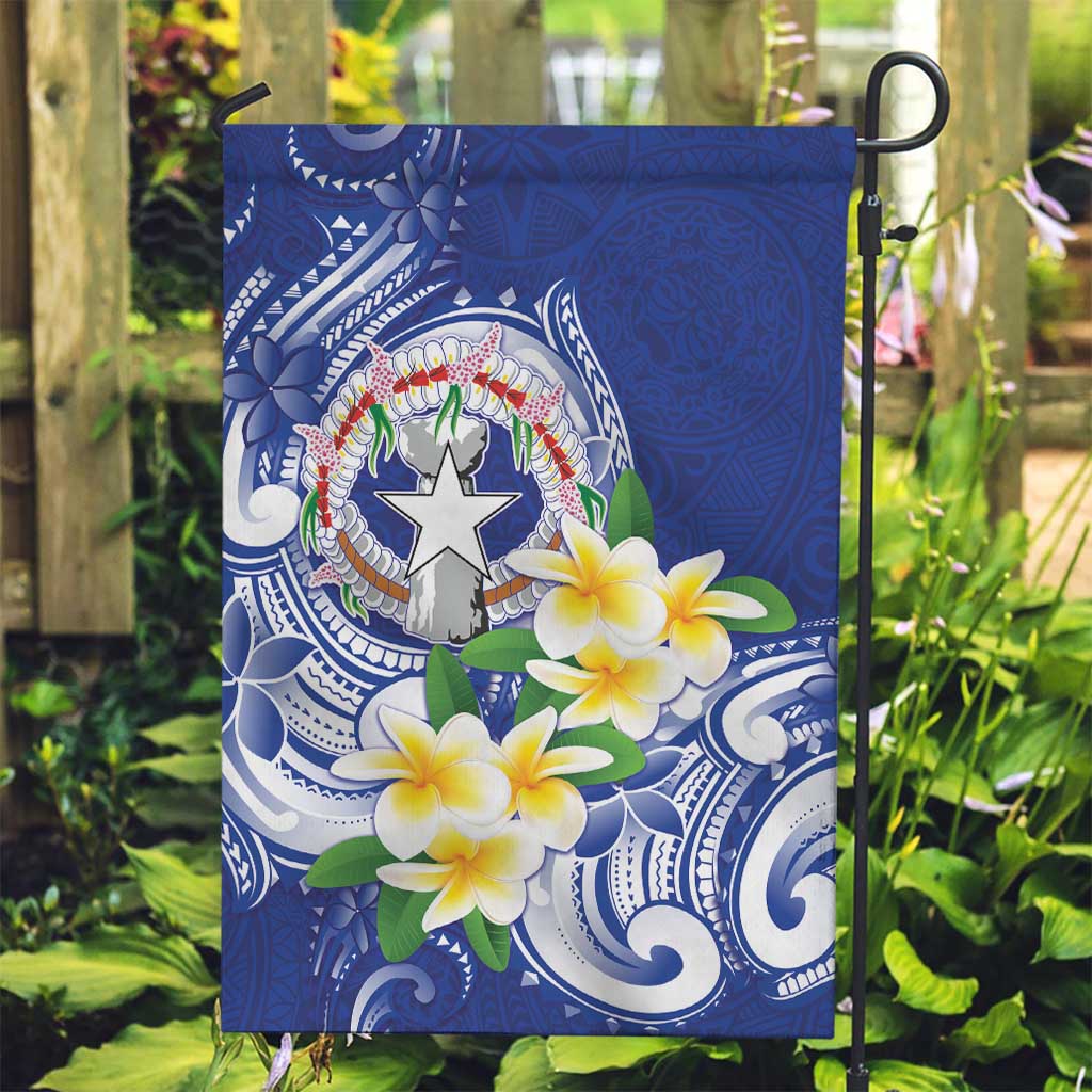 Northern Mariana Islands Garden Flag Polynesian Pattern With Frangipani