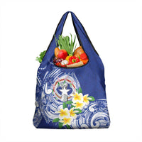 Northern Mariana Islands Grocery Bag Polynesian Pattern With Frangipani LT05 1-pack One Size Navy - Polynesian Pride