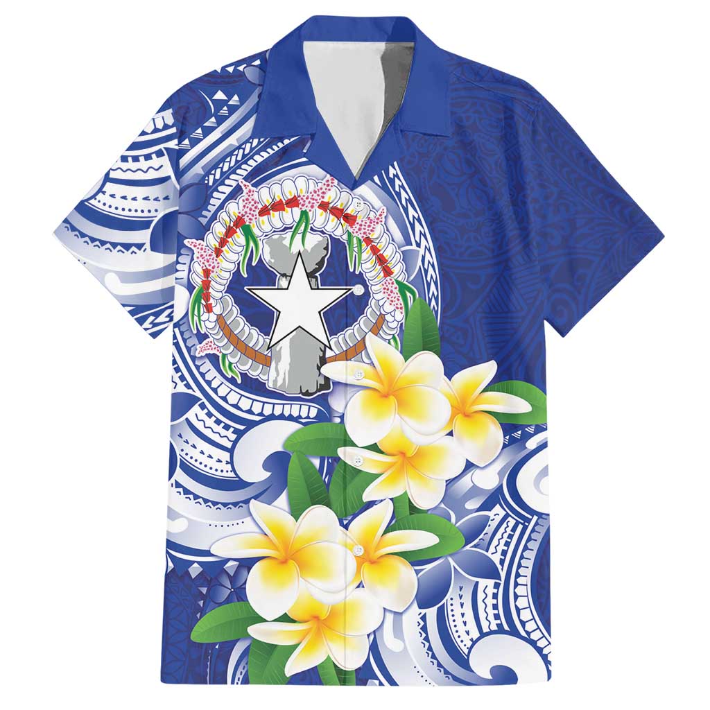 Northern Mariana Islands Hawaiian Shirt Polynesian Pattern With Frangipani