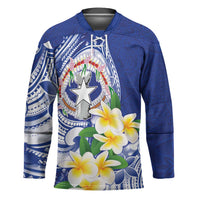 Northern Mariana Islands Hockey Jersey Polynesian Pattern With Frangipani LT05 Unisex Navy - Polynesian Pride