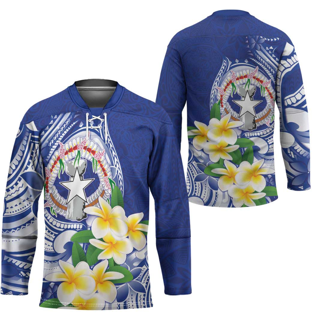 Northern Mariana Islands Hockey Jersey Polynesian Pattern With Frangipani LT05 - Polynesian Pride