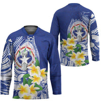 Northern Mariana Islands Hockey Jersey Polynesian Pattern With Frangipani LT05 - Polynesian Pride