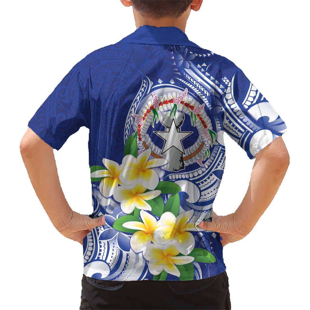 Northern Mariana Islands Kid Hawaiian Shirt Polynesian Pattern With Frangipani LT05 - Polynesian Pride