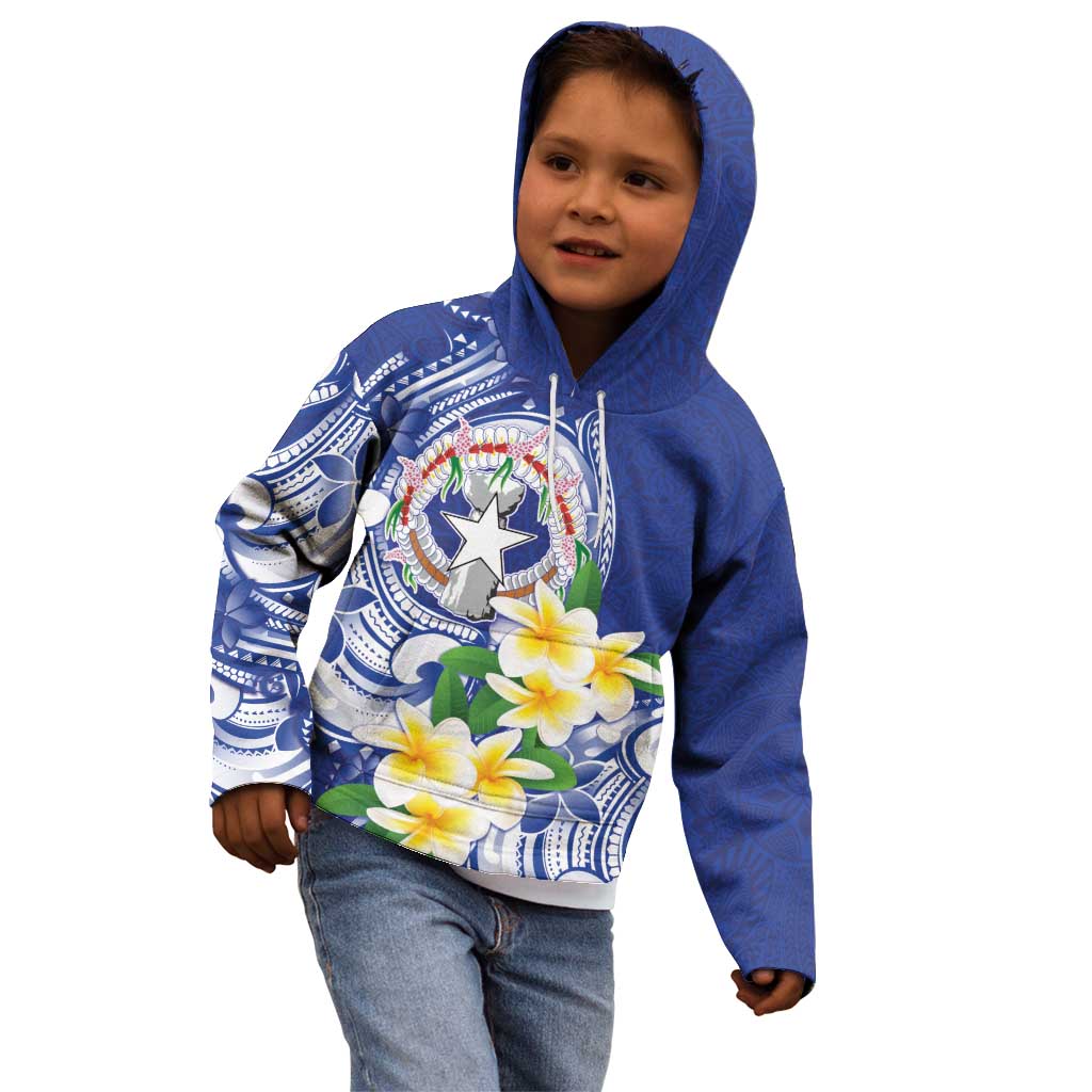 Northern Mariana Islands Kid Hoodie Polynesian Pattern With Frangipani LT05 - Polynesian Pride