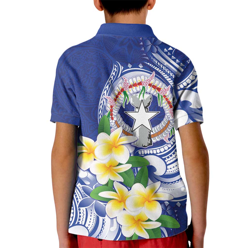 Northern Mariana Islands Kid Polo Shirt Polynesian Pattern With Frangipani LT05 - Polynesian Pride