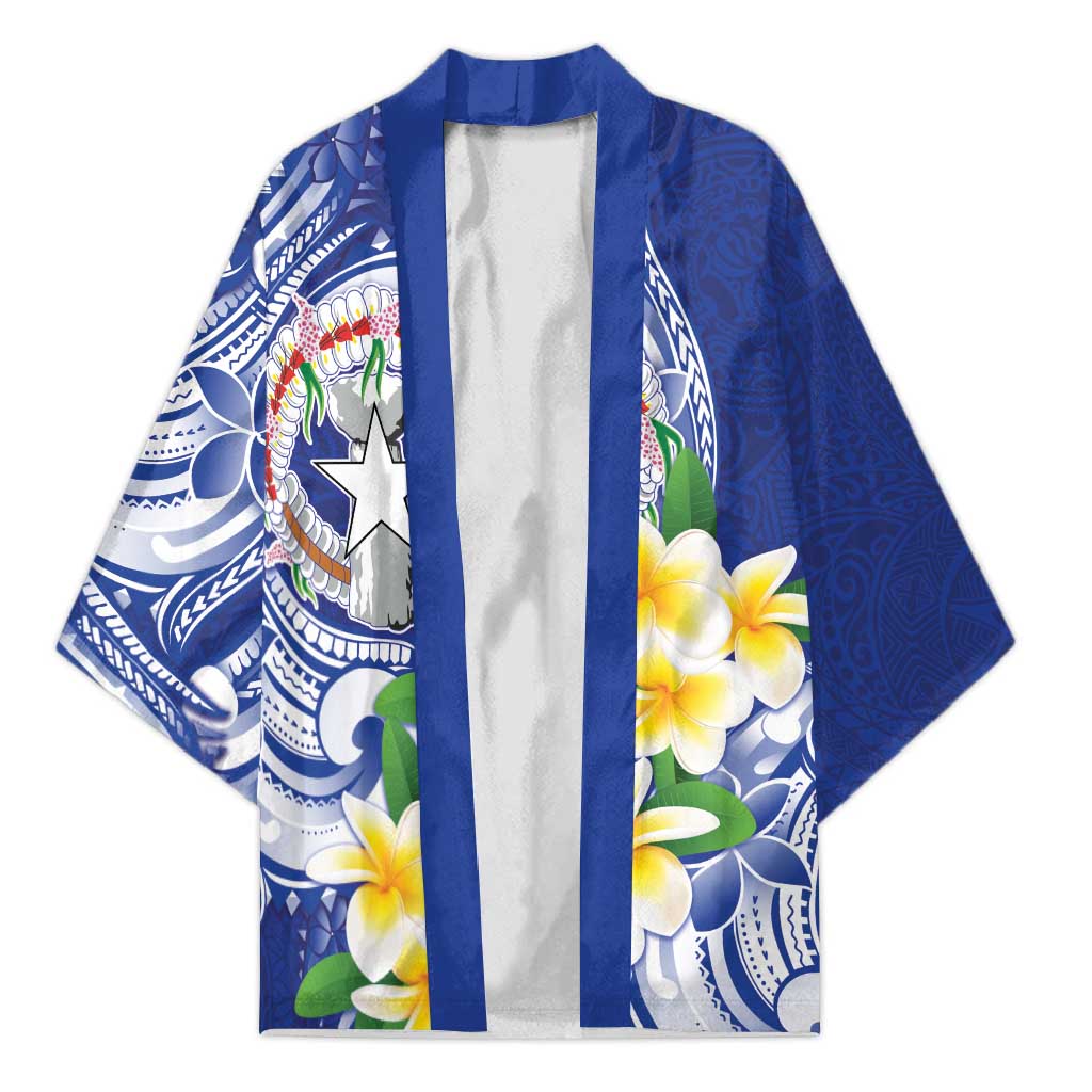 Northern Mariana Islands Kimono Polynesian Pattern With Frangipani LT05 Unisex Navy - Polynesian Pride