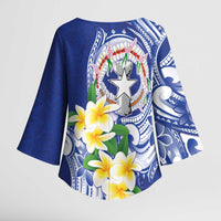 Northern Mariana Islands Kimono Sleeve Blouse Polynesian Pattern With Frangipani LT05 - Polynesian Pride