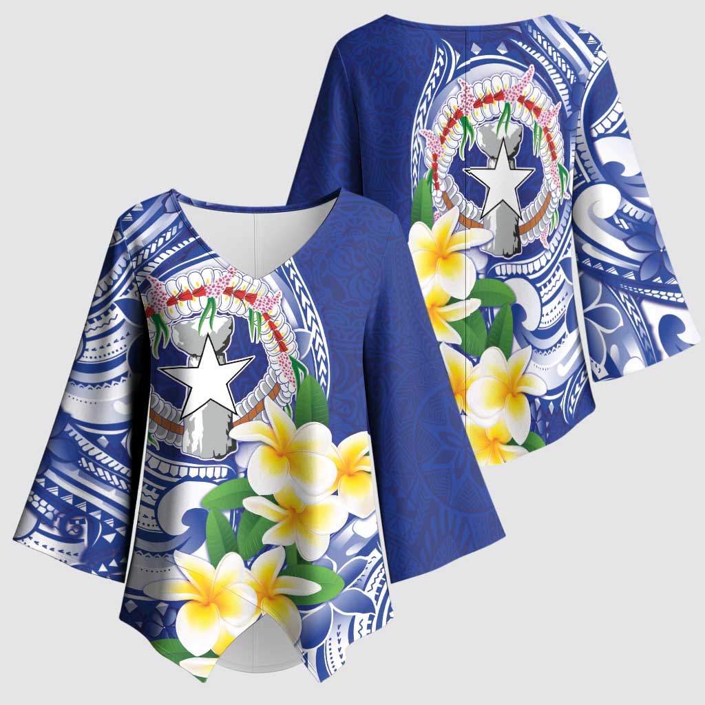 Northern Mariana Islands Kimono Sleeve Blouse Polynesian Pattern With Frangipani LT05 - Polynesian Pride