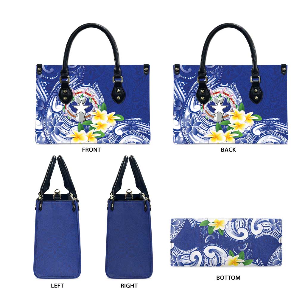 Northern Mariana Islands Leather Bag Polynesian Pattern With Frangipani LT05 - Polynesian Pride
