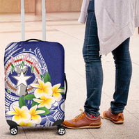 Northern Mariana Islands Luggage Cover Polynesian Pattern With Frangipani LT05 Navy - Polynesian Pride