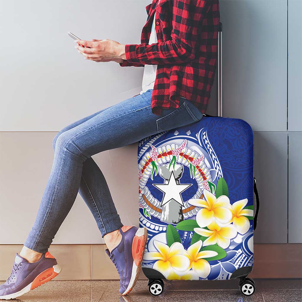 Northern Mariana Islands Luggage Cover Polynesian Pattern With Frangipani LT05 - Polynesian Pride