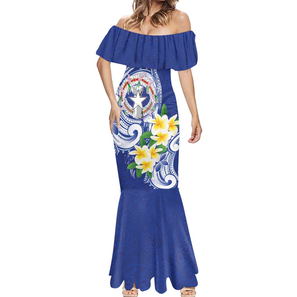 Northern Mariana Islands Mermaid Dress Polynesian Pattern With Frangipani LT05 - Polynesian Pride
