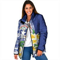 Northern Mariana Islands Padded Jacket Polynesian Pattern With Frangipani