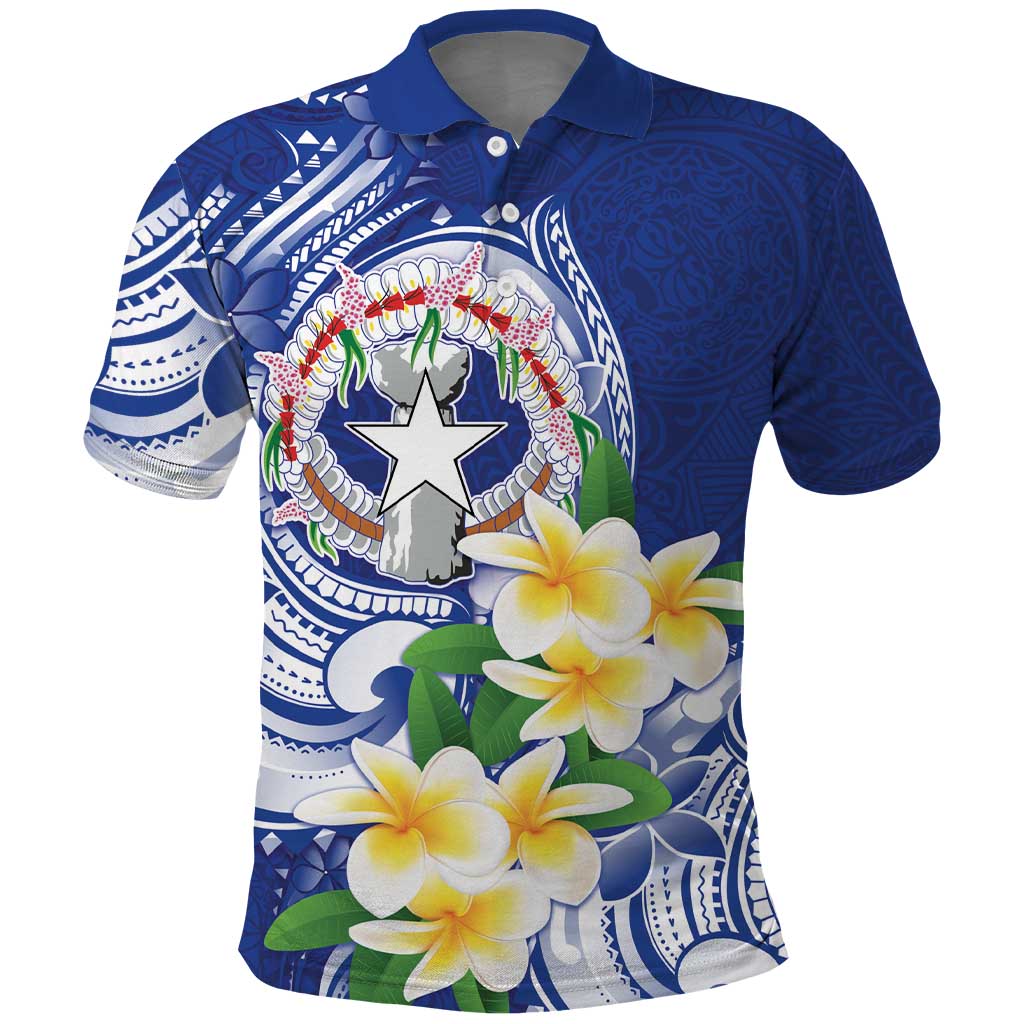 Northern Mariana Islands Polo Shirt Polynesian Pattern With Frangipani LT05 Navy - Polynesian Pride