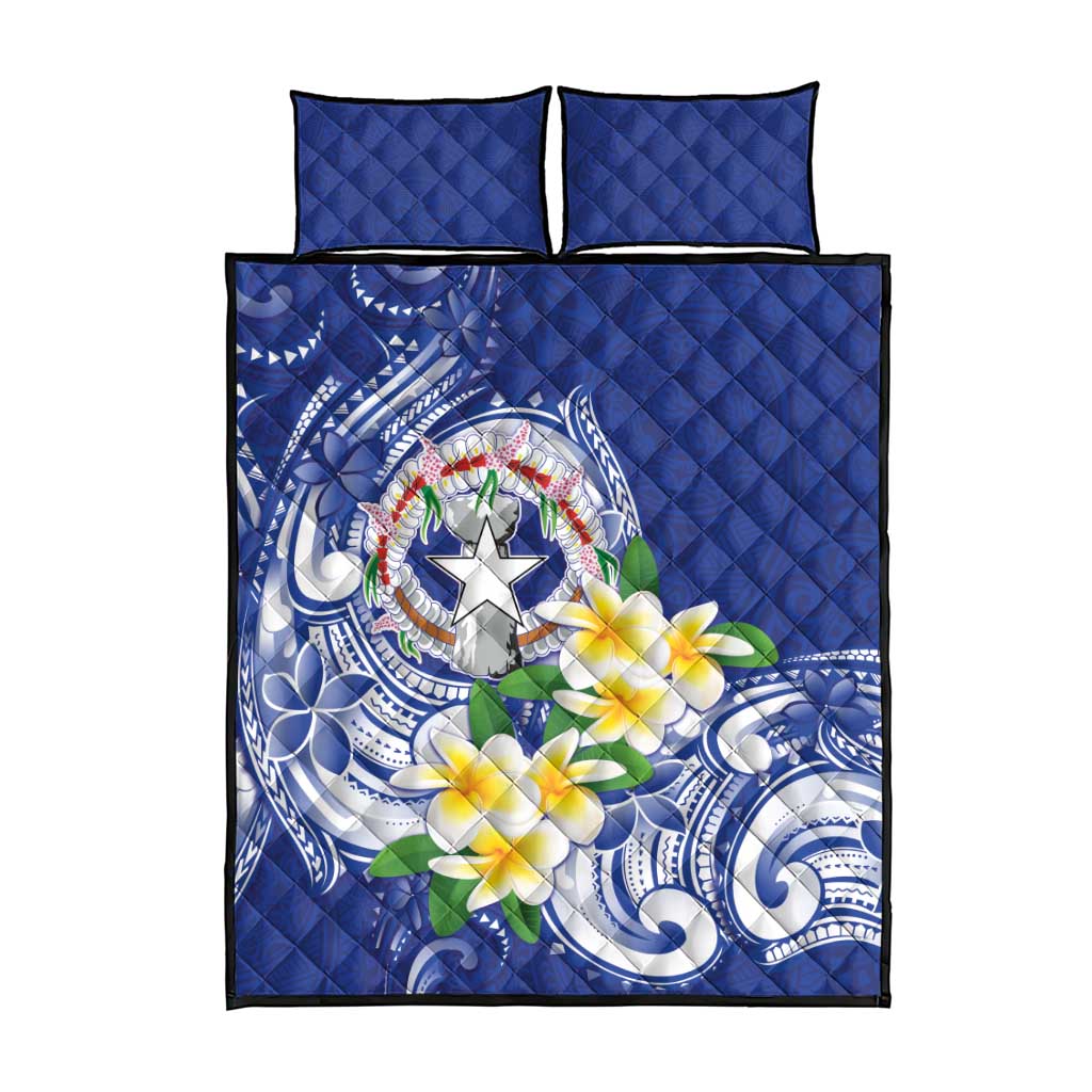 Northern Mariana Islands Quilt Bed Set Polynesian Pattern With Frangipani