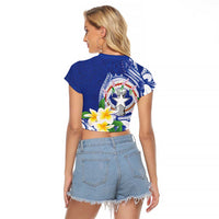 Northern Mariana Islands Raglan Cropped T Shirt Polynesian Pattern With Frangipani LT05 - Polynesian Pride