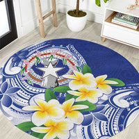 Northern Mariana Islands Round Carpet Polynesian Pattern With Frangipani