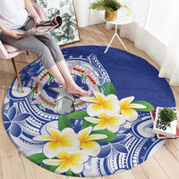 Northern Mariana Islands Round Carpet Polynesian Pattern With Frangipani