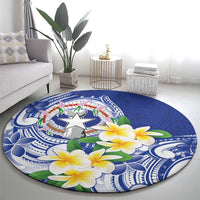 Northern Mariana Islands Round Carpet Polynesian Pattern With Frangipani