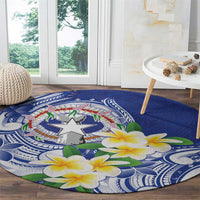 Northern Mariana Islands Round Carpet Polynesian Pattern With Frangipani