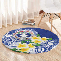 Northern Mariana Islands Round Carpet Polynesian Pattern With Frangipani