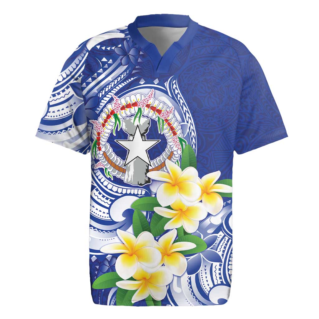 Northern Mariana Islands Rugby Jersey Polynesian Pattern With Frangipani