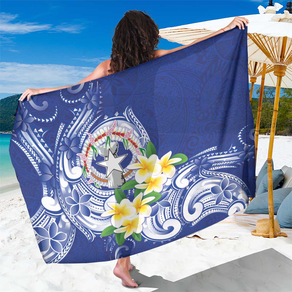 Northern Mariana Islands Sarong Polynesian Pattern With Frangipani LT05 One Size 44 x 66 inches Navy - Polynesian Pride