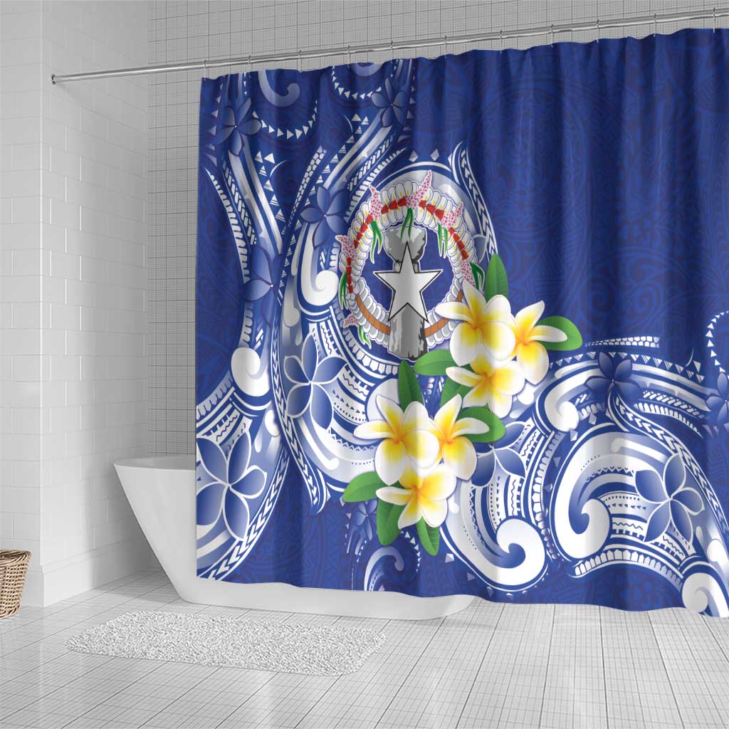 Northern Mariana Islands Shower Curtain Polynesian Pattern With Frangipani LT05 - Polynesian Pride