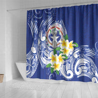 Northern Mariana Islands Shower Curtain Polynesian Pattern With Frangipani LT05 - Polynesian Pride
