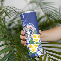 Northern Mariana Islands Skinny Tumbler Polynesian Pattern With Frangipani LT05 - Polynesian Pride