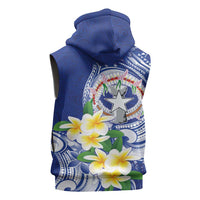 Northern Mariana Islands Sleeveless Zip Hoodie Polynesian Pattern With Frangipani LT05 - Polynesian Pride
