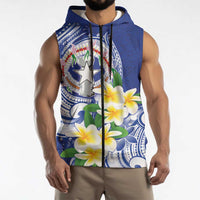Northern Mariana Islands Sleeveless Zip Hoodie Polynesian Pattern With Frangipani LT05 - Polynesian Pride