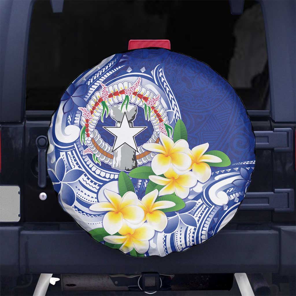 Northern Mariana Islands Spare Tire Cover Polynesian Pattern With Frangipani