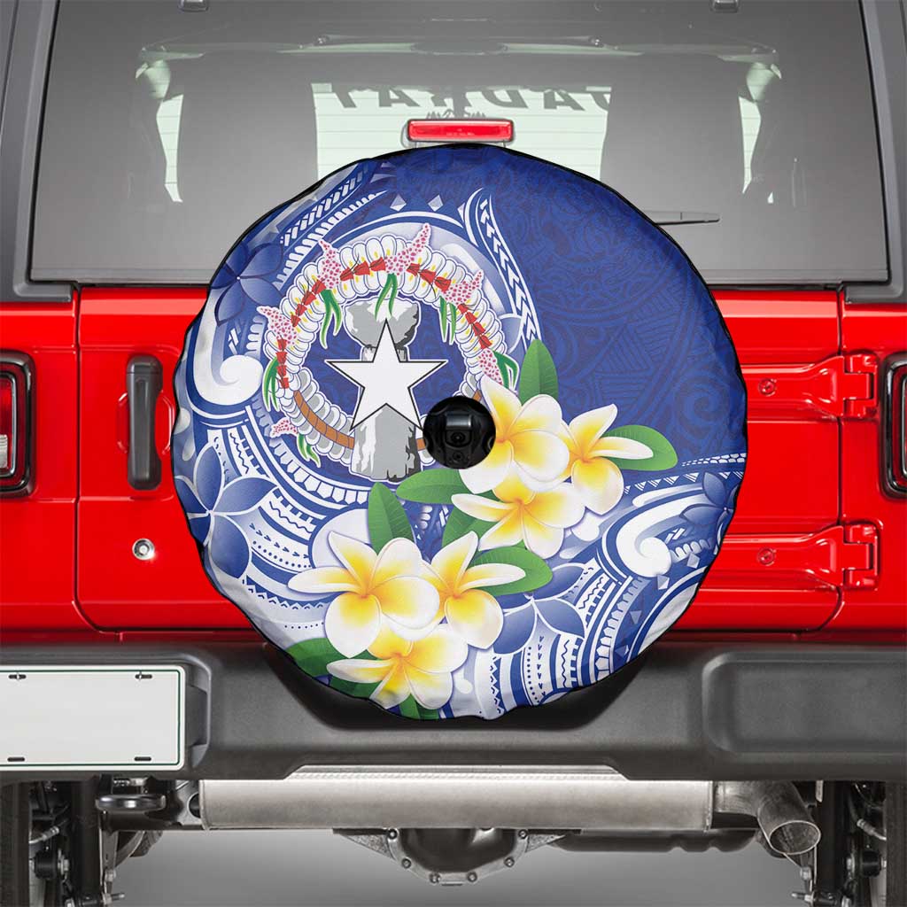 Northern Mariana Islands Spare Tire Cover Polynesian Pattern With Frangipani